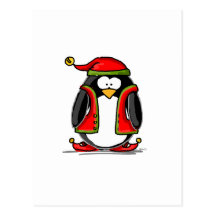 Pingouin vert d'Elf de Noël Carte Postale