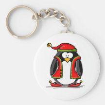 Pingouin vert d'Elf de Noël Porte-clefs