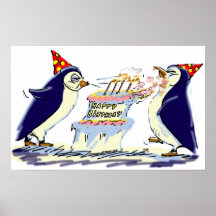 Pingouins d'anniversaire affiche