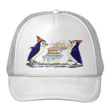 Pingouins d'anniversaire casquettes
