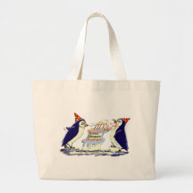 Pingouins d'anniversaire sacs en toile