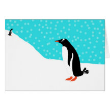 Pingouins dans la neige cartes
