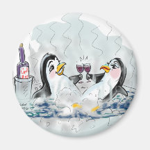 Pingouins de baquet chaud ! magnets