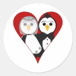 Pingouins mariés de coeur autocollant