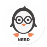 Pinguin - nerd - penguin runde sticker