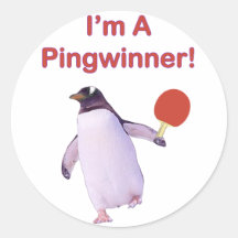 Pingwinner Penguin Ping Pong Round Stickers