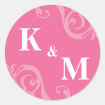 Pink 2 initial letter monogram favour tag seal sticker