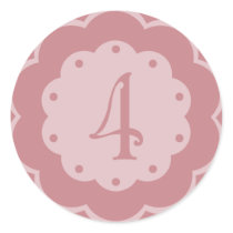 Pink 4th Birthday Cupcake Toppers Stickers DIY