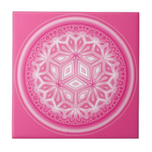 Pink Abstract Flower Ceramic Tile 4.25 Inch
