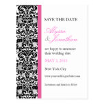 Pink Accents Damask Save the Date Card Post Card