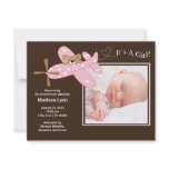 Pink Airplane Baby Girl Birth Annoucement