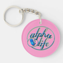 Pink Alpha Life Key Chain