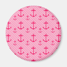Pink Anchor Pattern Refrigerator Magnets