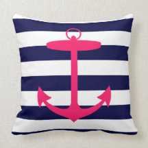 Pink Anchor Silhouette Throw Pillow