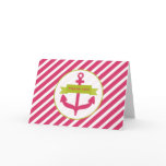 Pink Anchor With Green Banner Thank You Card