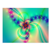 Pink And Aqua Blue Fractal Swirl Post Cards
