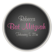 Pink and Black 1.5" Round Bat Mitzvah Sticker