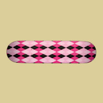 Pink and Black Argyle Plaid skateboards