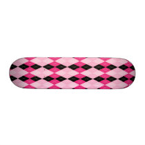 Pink and Black Argyle Plaid Skate Board Decks