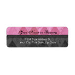 Pink and Black Argyle Return Address Label labels