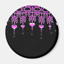 Pink and Black Celestial Hearts Refrigerator Magnet