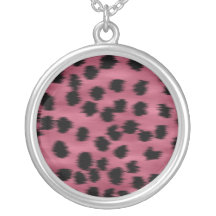 Pink and Black Cheetah Print Pattern. Necklaces