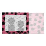 Pink and Black Cheetah Print Pattern. Customized Photo Card