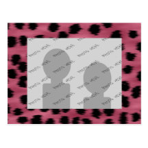 Pink and Black Cheetah Print Pattern. Post Card