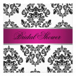 Pink and Black Damask Bridal Shower Custom Announcements