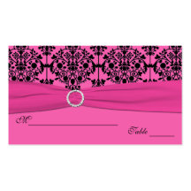 Pink and Black Damask Placecards Business Card Templates