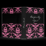 Pink and Black Damask Recipe Cook Book Binder binders