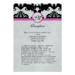 Pink and Black Damask Swirls Ditection Card Custom Announcement