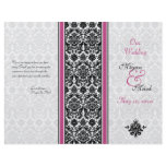 Pink and Black Damask Wedding Program