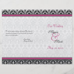 Pink and Black Damask Wedding Program Full Colour Flyer