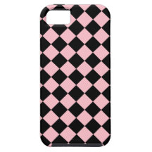 Pink and Black Diagonal Chequerboard Design