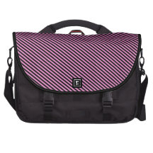 Pink and Black Diagonal Stripes Laptop Messenger Bag