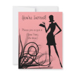 Pink and Black Dress Silhouette Custom Invitations invitations