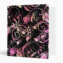 Pink and Black Floral Binder