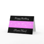 Pink And Black Floral Design Elegant Birthday Card