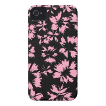 Pink and Black Floral Pattern. iPhone 4 Cover
