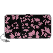 Pink and Black Floral Pattern. Notebook Speakers