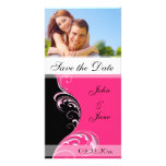 Pink and Black Flourish /photo "Save the Date" Photo Greeting Card