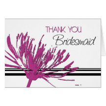 Pink and Black Flower Thank You Bridesmaid Card
