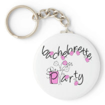 Pink and Black Flowers Bachelorette Party Key Chains