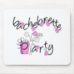 Pink and Black Flowers Bachelorette Party Mouse Mats