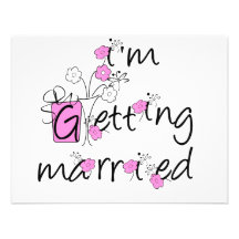 Pink and Black Flowers Bride Tshirts and Gifts Personalized Announcements
