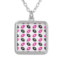 Pink and Black Footballs Pattern Pendants
