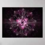 Pink And Black Fractal Pattern Print