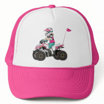 Pink and Black Girl ATV Rider Trucker Hats