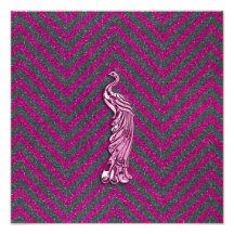 Pink and Black Glitter Peacock Photo Art